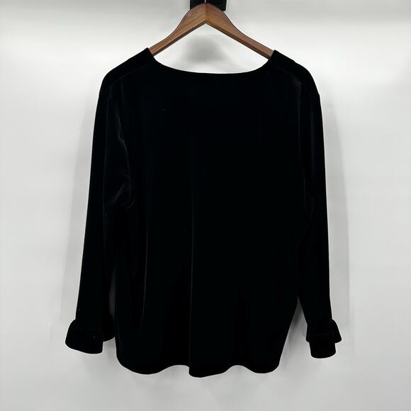 Hot Cotton Marc Ware Top Womens XL Black Velvet Boho Granny Goth Floral Applique - Picture 4 of 10